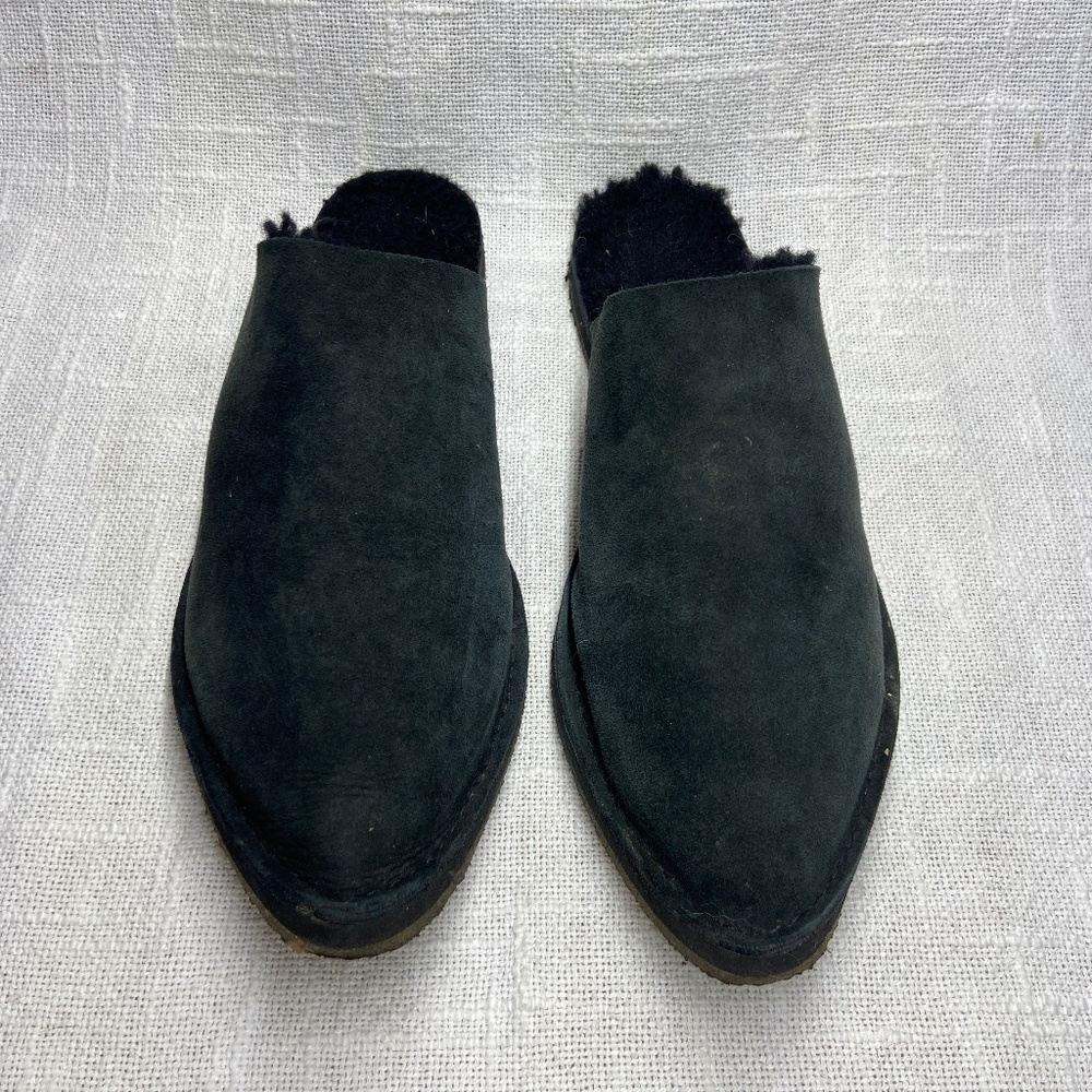 Free People Black Mule Slide with Faux Fur - Size 41